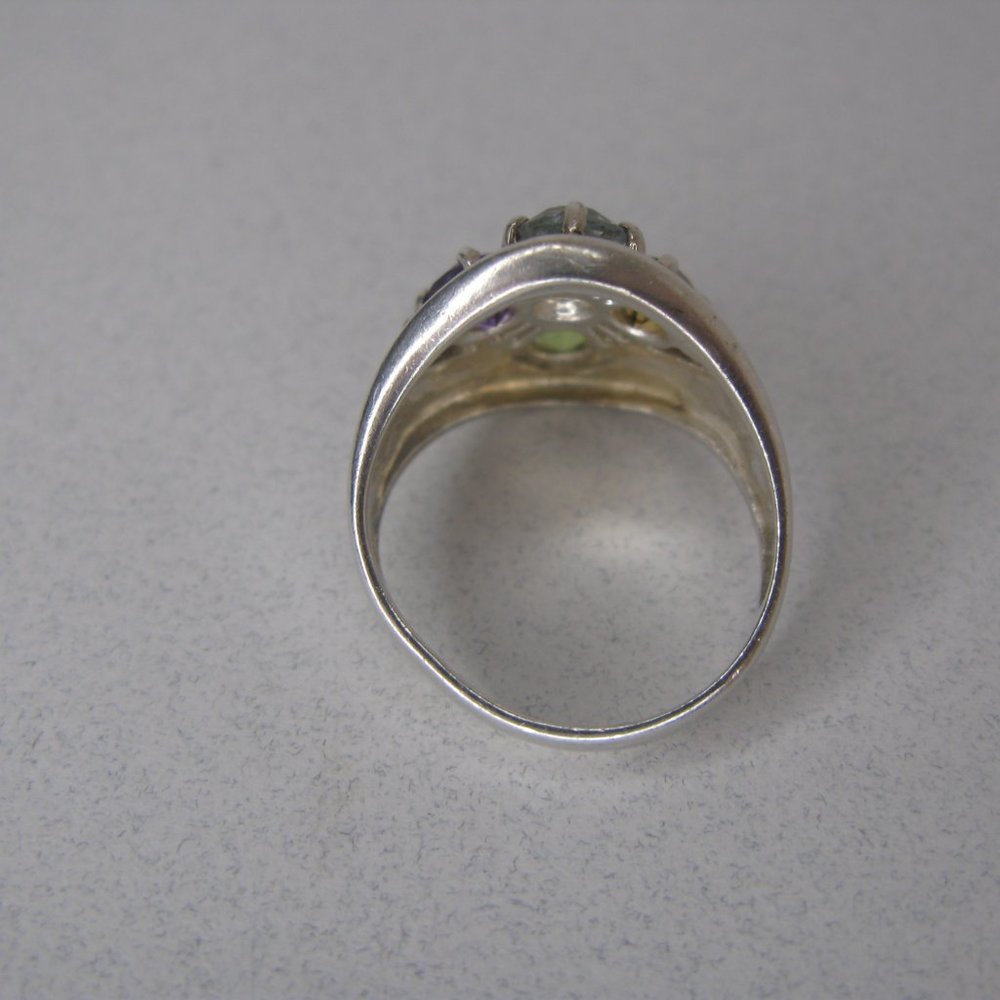 Sterling Silver Multi Color Gemstone Ring Size 7 - Picture 5 of 8